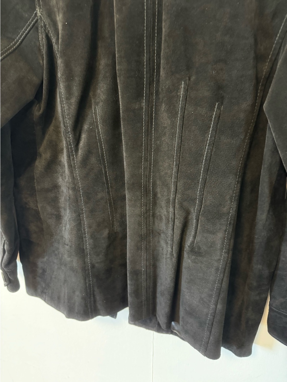 Liz Claiborne Black Suede Leather Jacket Womens Large Y2K Vintage Zip Button - Picture 6 of 11